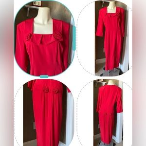 Vintage Atina by Karon Crosby Red Cottagecore Women’s Dress size 14
